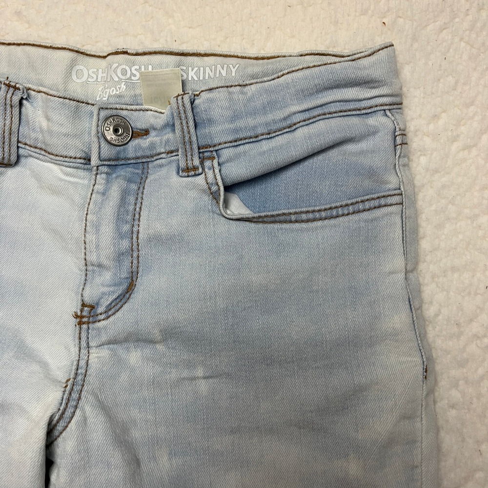 OshKosh Skinny Jeans Girls 10 Light Blue Acid Wash Adjustable Waist Stretch